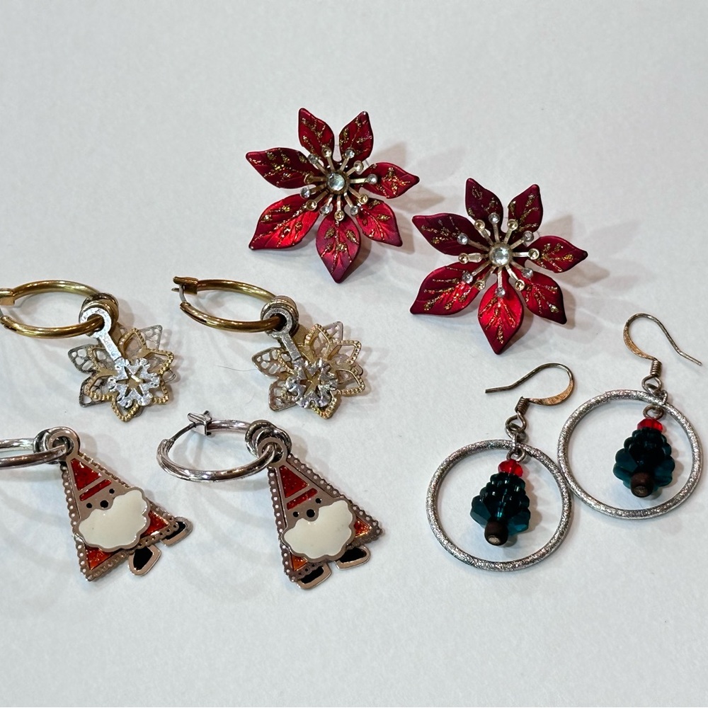 Dillards Christmas Earrings Assortment 4 Pairs.